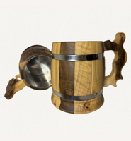 Tasse de bière en bois Viking faite à la main | Boire comme un vrai Viking avec un design rétro/