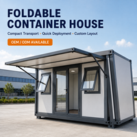 Maison conteneur préfabriquée pliable à toit en pignon en verre, bâtiment modulaire portable en acier, personnalisable, moderne, garantie 3 ans, bureau de chantier