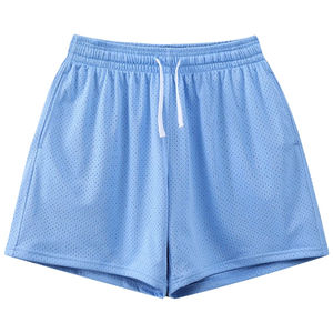 Pantalones cortos de malla para hombre con logotipo personalizado para verano, pantalones cortos de playa transpirables americanos para fitness, patrón sólido, estilo informal ecológico - Product Image 6