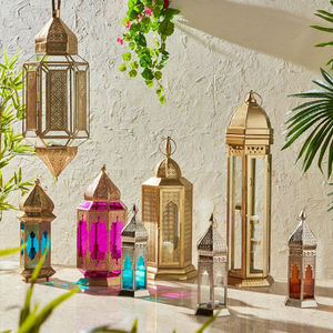 Faroles de Vidrio Coloridos Marroquíes Dorados, Último Modelo 2025, Portavelas de Mesa, Decoración Moderna Hecha a Mano para el Hogar - Product Image 1