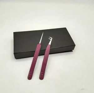 Pinces à épiler professionnelles en acier inoxydable avec logo imprimé, pointe en fibre, 45/75/90 degrés, nano-grip, étiquette privée personnalisée, extension de cils - Product Image 3