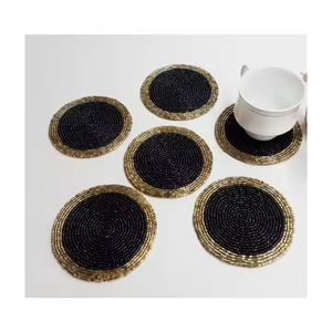 Posavasos de té de trabajo único con cuentas de lujo hecho a mano, juego de 6 piezas para hotel y uso doméstico por MD Handicrafts - Product Image 3