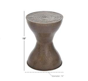 Table d'appoint antique en métal martelé Table d'extrémité en forme de tambour de haute qualité pour salon Tables basses modernes pour usage domestique - Product Image 3