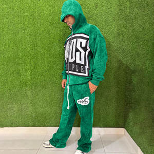 Survêtement imprimé écologique en coton, survêtement unique délavé à l'acide pour hommes, sur mesure, de haute qualité pour adultes - Product Image 2