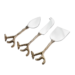 Juego de cuchillos de queso de Metal con mango de diseño de flores y ramas de lujo de acero inoxidable moderno más vendido a precio razonable - Product Image 3