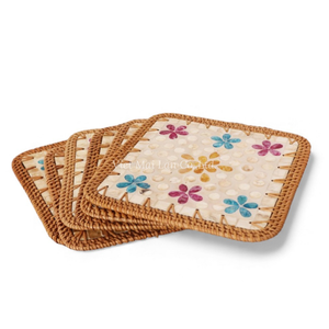 Salvamanteles Ecológico de Ratán Bohemio con Madreperla para Comedor Informal y Decoración del Hogar, Hecho en Vietnam - Product Image 3