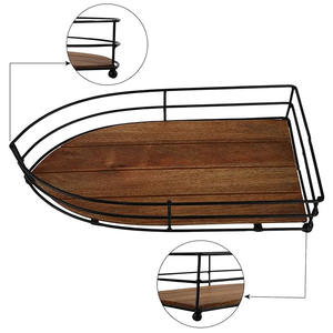 Plateau de service exclusif au design unique de bateau Plateau en bois de mangue Bordure en fil de fer Revêtement noir pour plateau de service à thé Déco - Product Image 6