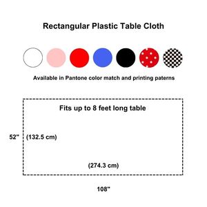 Housse de table en plastique jetable imperméable et légère pour les événements de fête, la restauration, 52x108 pouces, style moderne pour les tables rectangulaires - Product Image 2