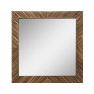 Miroir mural suspendu en bois texturé carré en chevron - Product Image 2