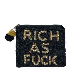 Porte-monnaie élégant en tissu brodé avec des perles, fermeture à glissière, taille personnalisable pour le maquillage et le rangement de l'argent liquide - Product Image 1