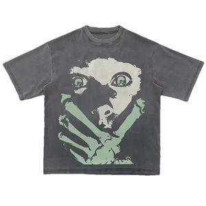 T-shirts surdimensionnés personnalisés à col montant en éponge française Vente en gros T-shirts lourds Chemise unie pour hommes T-shirt coupe carrée - Product Image 6