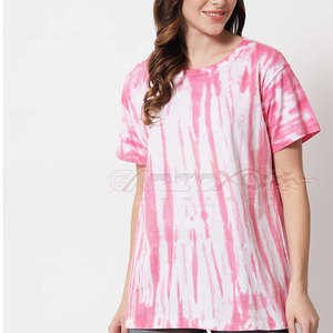 Camiseta informal de verano para mujer Tie-Dye Fashion-Forward Loose Fit Top de algodón con tela de lona - Product Image 3