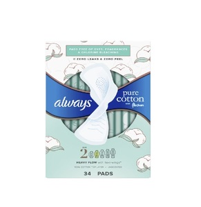 Almohadillas de algodón Always Pure con alas, tamaño 2, alta absorción, 72 unidades, en oferta, económicas, capa superior orgánica, precio al por mayor, nueva oferta - Product Image 3