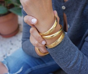 Chunky Big Size Gold Plated Cuff Bangle <b>Bracelet</b> Adjustable Size Copper Brass Jewelry for Woman - Product Image 3