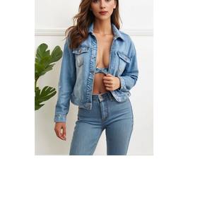 Populaire de haute qualité décontracté femmes Denim hauts manteau femmes bleu à manches longues grande taille Denim vestes fournisseur du Bangladesh - Product Image 4