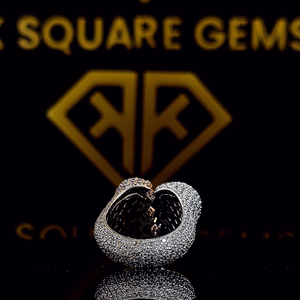 10,00 TCW corte ovalado Moissanite Pave ajuste corazón diseño declaración anillo personalizado estilo Hip Hop oro blanco para mujeres GRA certificado - Product Image 2