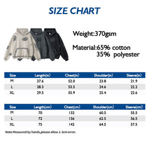 2025 Sudadera con capucha de gran tamaño para hombre, pintura desgastada de calidad superior, lavado ácido pesado, Terry francés Vintage 3D invierno - Product Image 3