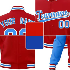 แจ็คเก็ตบอมเบอร์แบบวาร์ซิตี้สำหรับฤดูหนาว ผลิตตามสั่ง ขายส่ง ไซส์ใหญ่ ระบายอากาศได้ดี ผ้าแคนวาส คอเสื้อทรงกลม ตกแต่งลายปะติด ป้องกันน้ำ โลโก้ด้านหน้า - Product Image 6