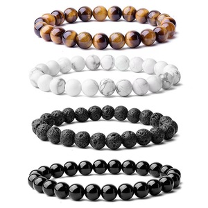 <span class=keywords><strong>Bracelet</strong></span> <span class=keywords><strong>Obsidienne</strong></span> Oeil de Tigre en Pierre Semi Précieuse Turquoise Naturelle pour Homme Cristal Noir Volcanique Bijoux de Mode Bracelets Bracelets - Product Image 6