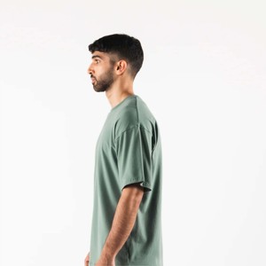 T-shirt à col rond 100% coton de haute qualité pour hommes, style hip hop, tissu en jersey, manches courtes surdimensionnées, teint uni, unique - Product Image 4