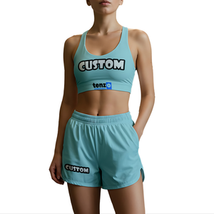 OEM ODM personalizado mujer Activewear poliéster Spandex. Ropa deportiva de secado rápido con camiseta sin mangas y pantalones cortos con logotipo personalizado 2025. - Product Image 1
