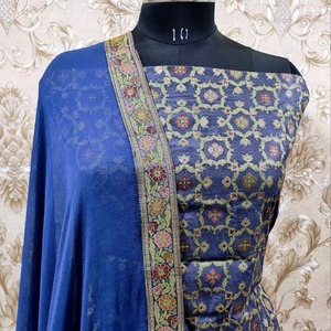 Banarasi Pure Silk suit 3 pic jaal - Product Image 1