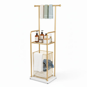 Modern Stainless Steel Corner Shower Room Storage <b>Shelf</b> with <b>Hooks</b> and Baskets for Hotel and Apartment Use - Product Image 1