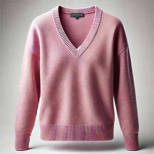 Suéter de Punto de Algodón Holgado con Cuello en V Informal de Otoño, Jersey con Logotipo Personalizado, Manga Larga, Jersey de Color Personalizado para Mujer - Product Image 1