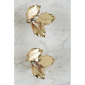 Servilletero de latón de alta calidad con nuevo diseño de hojas secas en relieve, vajilla chapada en oro y elegante - Product Image 1