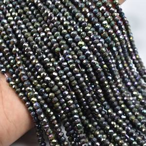 Cuentas facetadas de espinela negra para la fabricación de joyas Cuentas rondelle recubiertas de espinela negra Piedra preciosa suelta de espinela negra - Product Image 5