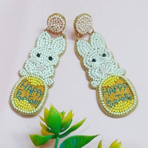 Pendientes bordados en blanco y amarillo de los mejores estilos, la mejor joyería, pendientes de cuentas de moda multicolor para mujeres y niñas para regalos, pendientes - Product Image 1