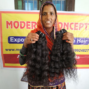 Venta al por mayor indio rizado Remy extensiones de cabello humano 10 "-32" de longitud paquetes de color natural sin procesar para el tejido del cabello - Product Image 1