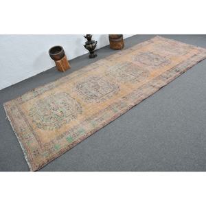 Tapis Turc Vintage Beige Vert 4.4 X 11.3ft Grande Surface Patchwork Design Laine Seagrass Matériel Latex Support pour Couloir Chambre - Product Image 2