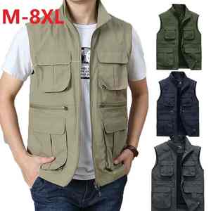 Chaleco transpirable de gran tamaño para hombre para golf, caza y camping, cortavientos sin mangas con ropa de trabajo multibolsillo - Product Image 6