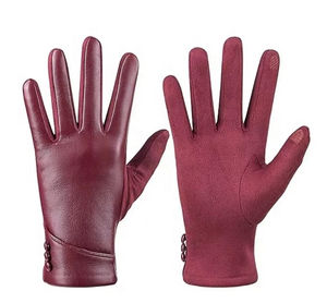 Gants d'hiver en cuir pour femmes du Pakistan, compatibles écran tactile, en laine chaude, en daim, élégants, pour femmes - Product Image 3