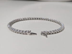 Factory Stock <b>Men</b> Women Jewelry Hip Hop Iced Real Solid 14k White Gold Vvs Lab Grown Brilliant Cut Diamond Tennis Chain Bracelet - Product Image 3