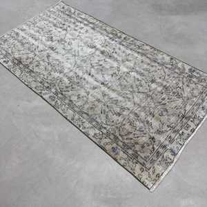 พรมวินเทจ, พรมตุรกีขนาด 3.3x6.6 ฟุต, พรมขนสัตว์สีเทาแบบอิคัต - Product Image 3