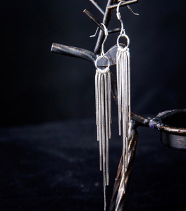Tassel Earringsgs ,Sterling <b>Silver</b> <b>Long</b> <b>Earrings</b>, Statement <b>Earrings</b> - Product Image 1