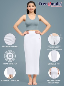 Trendmalls Breathable for Lycra Spandex Saree Shapewear <b>Petticoat</b> for Women Model P02-White - Product Image 2