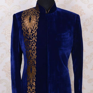 Vestido Sherwani bordado elegante para hombre 2022, pantalones indooccidentales de terciopelo de seda transpirable, trajes de talla grande para fiesta de boda a juego - Product Image 1