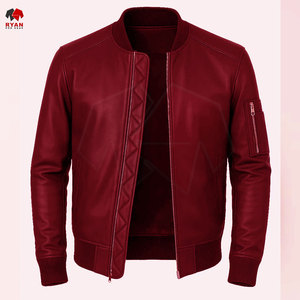 แจ็คเก็ตหนังผู้ชายคุณภาพสูง แบรนด์สั่งทำ สีพื้น สไตล์ทันสมัย รับผลิตแบบ OEM ODM - Product Image 4
