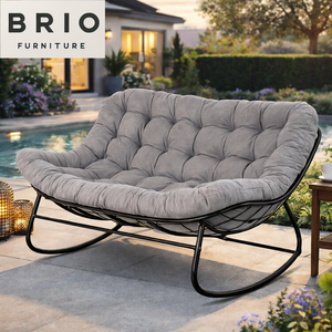 Chaise à <span class=keywords><strong>bascule</strong></span> double large pour 2 personnes, vente chaude d'usine, chaise à <span class=keywords><strong>bascule</strong></span> de patio avec coussin épais, chaise longue confortable et robuste - Product Image 2