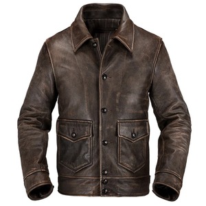 Veste universitaire en cuir véritable marron vintage pour hommes, taille plus 4XL, à capuche, tissée, respirante, coupe ajustée - Product Image 6