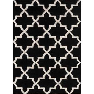 พรมขนสัตว์และใยวิสโคสสีเทาและสีดำ ทอมือ สำหรับบ้าน รุ่น Taq-373 - Product Image 1