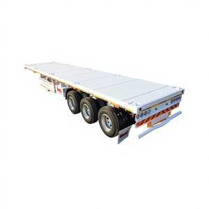 รถพ่วงพื้นเรียบยี่ห้อ Rhinox จากโรงงานโดยตรง ขนาด 20 ฟุต 30 ฟุต 40 ฟุต แบบ High Bed Flatbed สามเพลา โครงเหล็ก รับน้ำหนัก 25-30 ตัน - Product Image 1