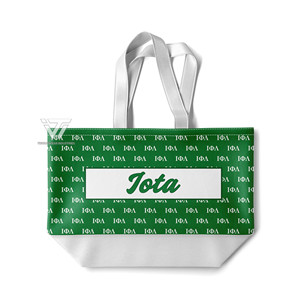 Vêtements de sororité grec Iota Phi Lambda prêts à expédier sac fourre-tout de plage en jute sublimé - Product Image 1