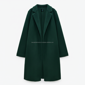 เสื้อโค้ทขนสัตว์สีเขียวเข้มสำหรับผู้หญิงแบบสั่งทำพิเศษ ผู้ผลิต OEM และรับผลิตแบรนด์ส่วนตัว - Product Image 1