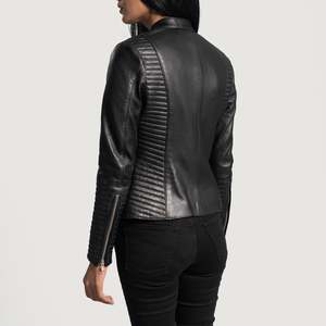 Chaqueta de Motociclista Haley Ray Autumn en Cuero Negro - Product Image 5