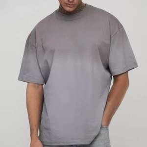 Logo personnalisé T-shirts pour hommes Streetwear vierge Rib Crew T-shirt Streetwear lourd lavé à l'acide en détresse pour hommes - Product Image 1