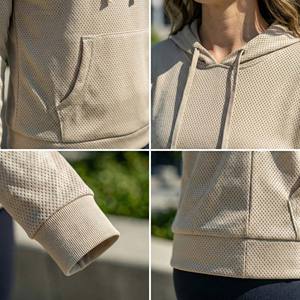 Sweat-shirt pour femme, streetwear d'été, vente en gros personnalisée, respirant, tissu en maille aérée écologique, coupe structurée ample, léger, devant - Product Image 6